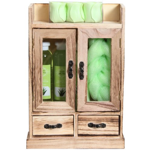 BRUBAKER Cosmetics Set de Regalo de Baño - Aloe vera - Armario en Madera (10 piezas)