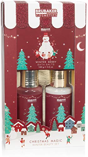 BRUBAKER Cosmetics Set de Regalo para Baño y Ducha Fragancia de Bayas de Invierno - Set de Cuidado de 3 Piezas en Envase de Regalo Navideño - Set de Navidad para Mujeres y Hombres