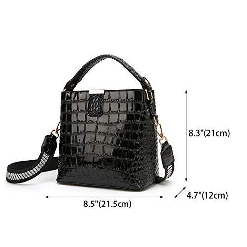 BUKESIYI Mujer Bolsos Bandolera Vestir Casual Bolsos de Mano Convertible PU Cuero Piel CCES77224 Fekete