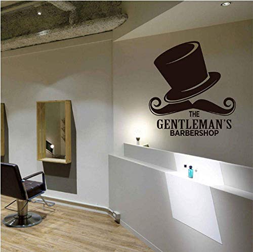 Calcomanías De Vinilo Para Pared De Barbería The Gentleman, Decoración De Ventana De Peluquería, Peluquería, Cortes De Pelo, Barbas, Sombrero, Mural 57X62Cm