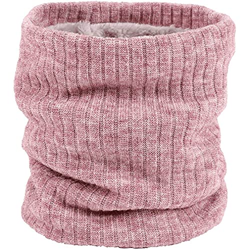 Calentador de Cuello Invierno Bufanda Forro de Lana Bufanda Circular de Doble Capa a Prueba de Viento para Hombres Mujeres Pañuelo Para el Cuello Súper Suave (Cuero Rosa)