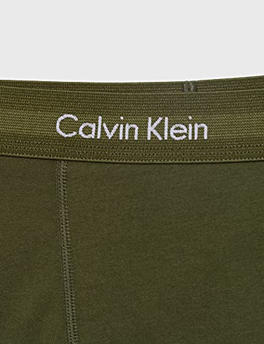 Calvin Klein 3 Pack Trunks-Cotton Stretch Bóxers, Dusk Green/Copenhagen Blue/Black, S (Pack de 3) para Hombre