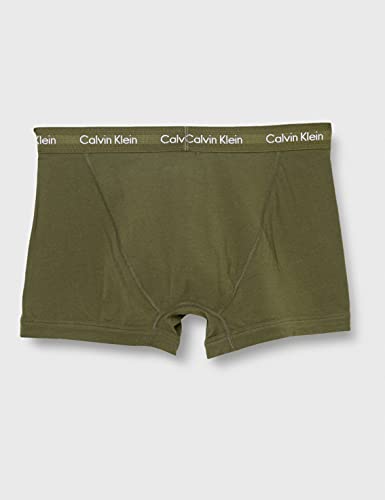 Calvin Klein 3 Pack Trunks-Cotton Stretch Bóxers, Dusk Green/Copenhagen Blue/Black, S (Pack de 3) para Hombre