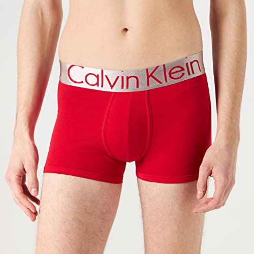 Calvin Klein 3 Pack Trunks-Steel Cotton Bóxers, Rustic Red/Black/Soft Grape, L (Pack de 3) para Hombre