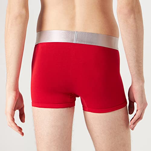 Calvin Klein 3 Pack Trunks-Steel Cotton Bóxers, Rustic Red/Black/Soft Grape, L (Pack de 3) para Hombre