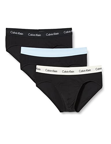 Calvin Klein Calzoncillos de Cadera 3 Unidades Ropa Interior de Hombres, Rain Dance/Black/Ivory, L (Pack de 3)