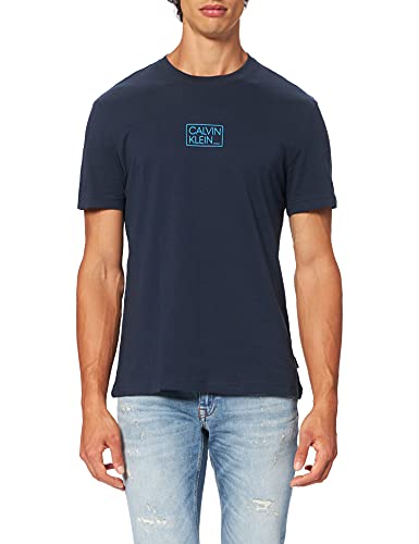 Calvin Klein Chest Box Logo T-Shirt, Camiseta para Hombre, Azul (Calvin Navy), L