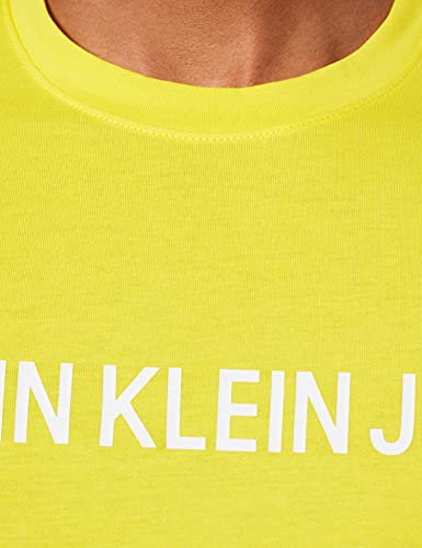 Calvin Klein Jeans Camiseta Ajustada con Logotipo institucional, Bright Sunshine, S para Hombre