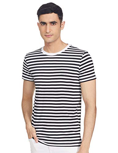 Calvin Klein Jeans Paquete de 2 Camisetas Ajustadas Camisa, Black Beauty/White Black Stripe, L para Hombre