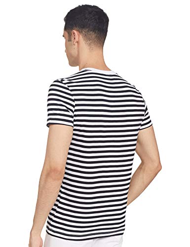 Calvin Klein Jeans Paquete de 2 Camisetas Ajustadas Camisa, Black Beauty/White Black Stripe, L para Hombre