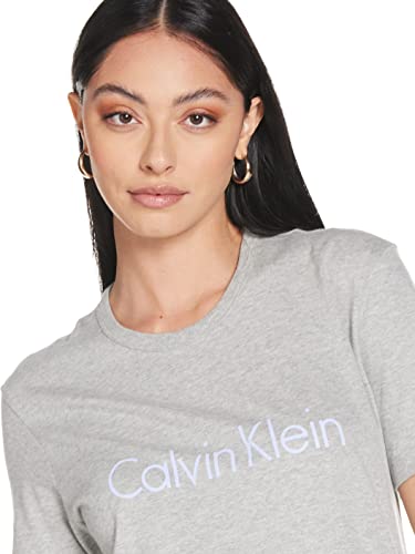 Calvin Klein Pyjama-Top Comfort Cotton Camiseta, Grey Heather_Prepster Blue Logo, XS para Mujer