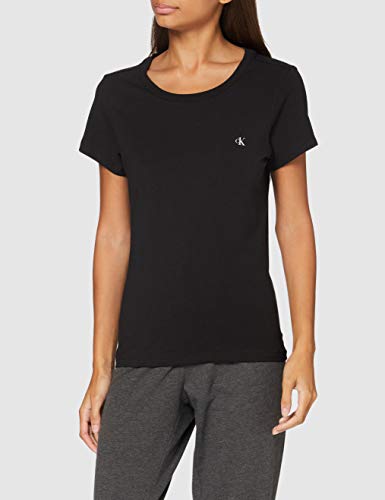 Calvin Klein S/s Crew Neck 2pk Top de Pijama, Black, M para Mujer