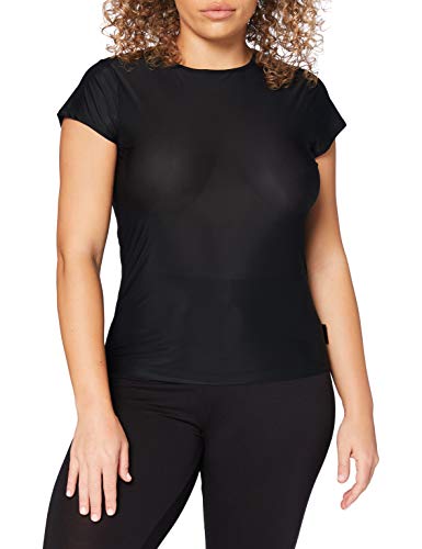 Calvin Klein Top Crew Neck Short Sleeve Camiseta, Black, L para Mujer