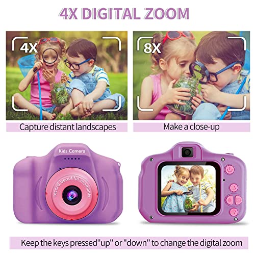 Cámara de Fotos para Niños, Cámara Digital para Niños Pantalla HD de 2 Pulgadas Cámara de Video 1080P, con Tarjeta TF 32 GB, para Regalos Ideales para Niños Niñas (Purple)