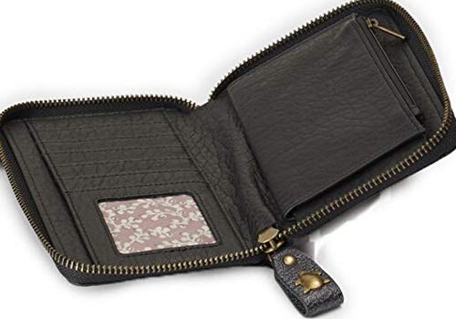 CAMINATTA Cartera Billetero De Mujer Monedero Exterior e Interior con Cremallera Tarjetero Cierre de Cremallera Sintético 11X15X2 (Negro)