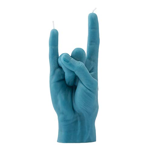 CandleHand Vela gesto de mano YOU ROCK – Tamaño grande de la mano real 20 x 8 x 7,5 cm – Estatua hecha a mano – Decoración del hogar – Cumpleaños, oficina, regalo de inauguración de la casa (Azul)