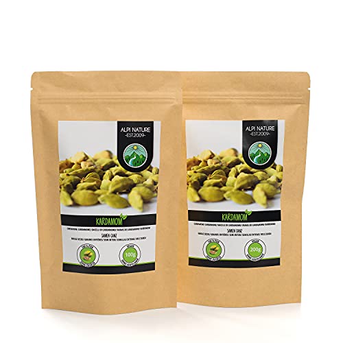 Cardamomo entero (100g), semillas de cardamomo 100% naturales, semillas de cardamomo natural sin aditivos, vegano