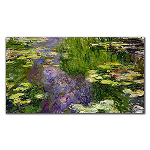 Carteles artísticos impresiones nenúfares ninfas nenúfar lienzo pintura Claude Monet cuadros artísticos de pared para decoración de sala de estar 40x80cm (16x32in) sin marco