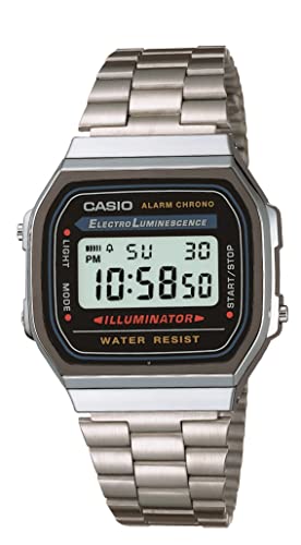 Casio Collection A168WA-1YES, Reloj Rectangular, Unisex, Plateado