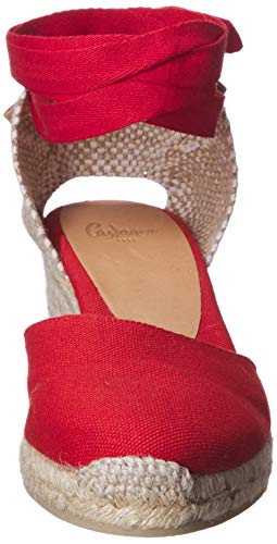 CASTAÑER | Alpargata de cuña Carina elaborada en Lona 7 cm | Mujer | Rojo Rubi | 36