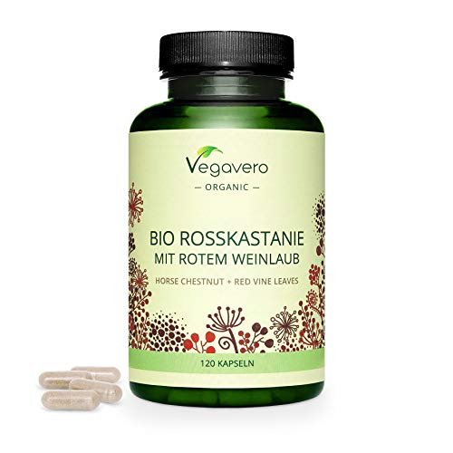 Castaño de Indias BIO Vegavero® | Con 800mg + Vitamina C & Vid Roja | Hemorroides & Circulación | Libre de Aditivos | Tratamiento Natural | 120 Cápsulas | Vegano | Aesculus Hippocastanum