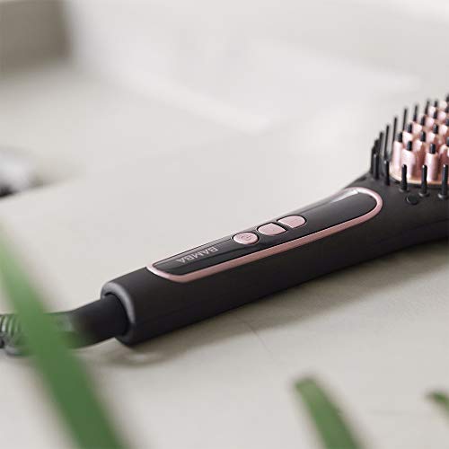 Cecotec Cepillo Alisador Bamba InstantCare 900 PerfectBrush. Temperatura regulable 140-220ºC, Revestimiento de Queratina y aceite de Argán, Generador de iones reales