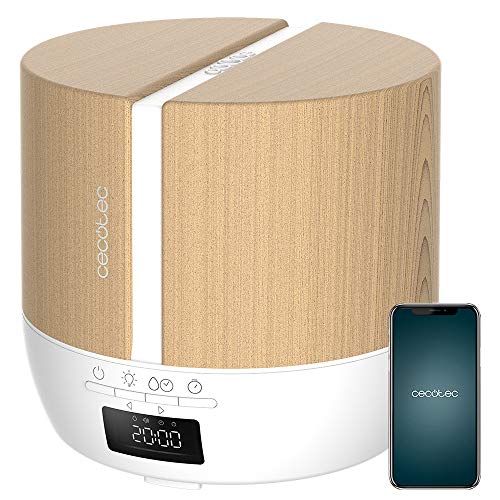 Cecotec Difusor de aromas PureAroma 550 Connected White Woody. Capacidad 500ml, Pantalla LED, Altavoz, Control por bluetooth, App, Temporizador 12h, 3 Modos de funcionamiento, Cobertura 30m2