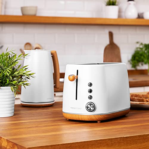 Cecotec Tostador Digital TrendyToast 9000 White Woody. 900 W, 2 Ranuras extraanchas, Varillas superiores para calentar, Luz indicadora de Funcionamiento