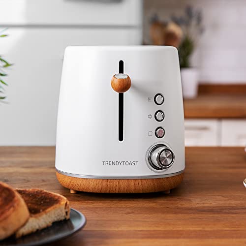 Cecotec Tostador Digital TrendyToast 9000 White Woody. 900 W, 2 Ranuras extraanchas, Varillas superiores para calentar, Luz indicadora de Funcionamiento