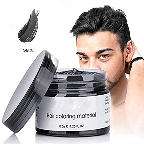 Cera de Color Para el Cabello, Tinte de Cabello Temporal Mujer y Hombre, Cera Pelo DIY, Fórmula Planta Lavable Cera de Peinado Natural Mate 4.23 OZ - Negro