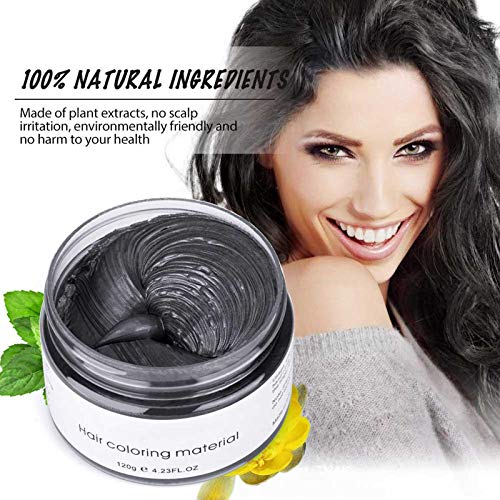 Cera de Color Para el Cabello, Tinte de Cabello Temporal Mujer y Hombre, Cera Pelo DIY, Fórmula Planta Lavable Cera de Peinado Natural Mate 4.23 OZ - Negro