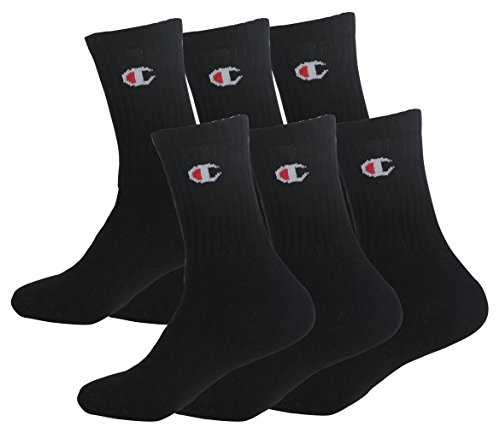 Champion Legacy Crew Socks X6 Calcetines de Deporte, Negro, 43-46 (Pack de 6) Unisex-Adulto