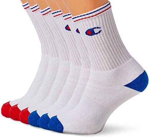 Champion Performance Crew Calcetines de Deporte, Multicolor (Blanc Logo Colore 8lv), 43/46 (Pack de 6) para Hombre