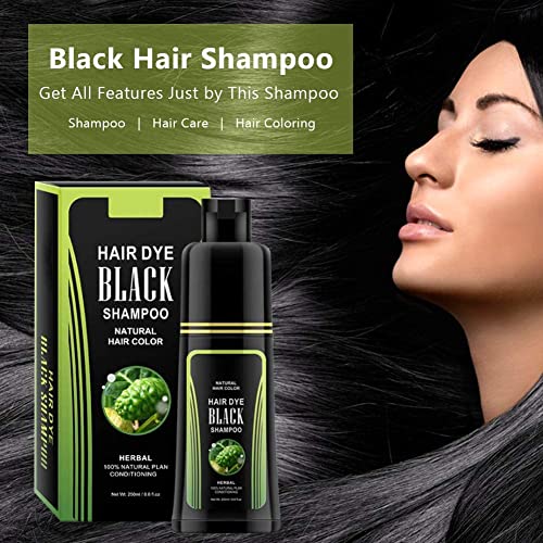 Champú natural para el cabello negro, champú para teñir el cabello con tinte de depilación blanca de 250 ml Champú instantáneo para el cabello para hombres y mujeres(250ml)