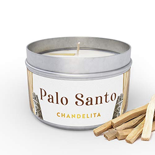 Chandelita Vela Aromática de Palo Santo para Purificar la Energia, Sanar y Limpiar Espiritualmente, con Cera de Soja para Relajación, Meditación y Sanación de Chakras o como Decoración para el Hogar