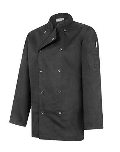 Chaqueta de Chef Profesional - Manga Larga - Unisex - Ajuste Moderno (Negro, XL)