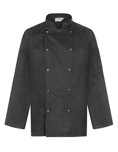 Chaqueta de Chef Profesional - Manga Larga - Unisex - Ajuste Moderno (Negro, XL)