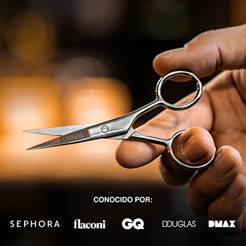 Charlemagne Beard Scissors - tijeras de barba y el bigote de acero inoxidable - Extremadamente afiladas - pequeñas - Tijeras de peluquería -Tijeras para barba y bigote y el pelo de la nariz