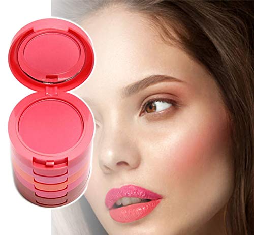 CHAWHO Blush Maquillaje, 5 colores Paleta de Maquillaje Cosmética, Palette de Blush para los Amantes de Maquillaje, Principiantes y Artista de Maquillaje Profesional