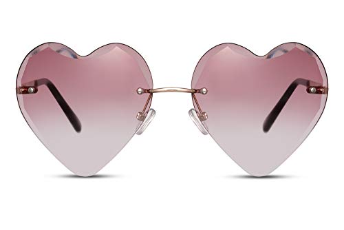 Cheapass Gafas de Sol Metálicas Sin Montura Forma de Corazón Doradas Montura con Rosa Graduales Cristales Translúcidos UV400 protegidas Mujeres