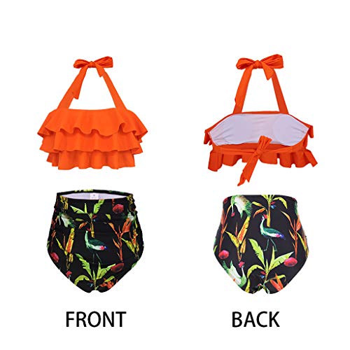 CheChury Bikini Mujer Traje de baño Ruffle Retro Alta Conjunto de Bikini Cintura Alta Monokini Push Up Bañador Push Up Bikini Set para Mujer