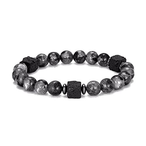 CHENLING Pulsera de piedra cuentas de lava cuadrada piedra natural homme moda pulseras hombres madera perla accesorios joyería Beat regalos