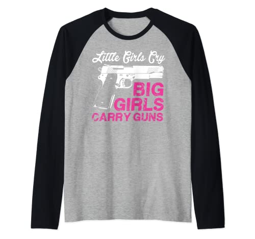 Chica Amante del arma Chicas Grandes Llevar Camiseta Manga Raglan