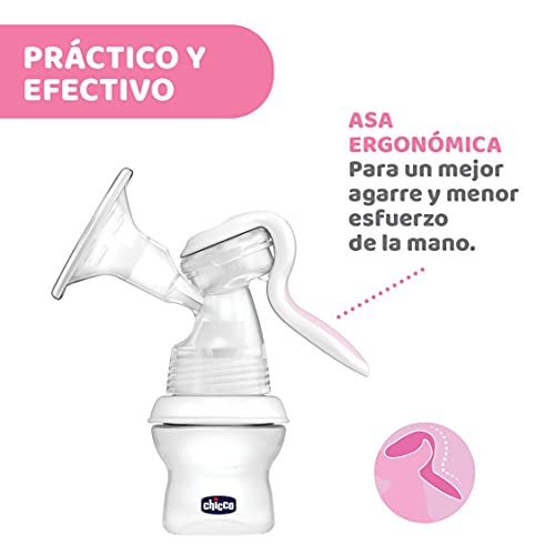 Chicco Sacaleches Manual Cómodo y Fácil de Usar con Forma Ergonómica, Tetina Inclinada y Tapa Hermética, Convertible en Biberón – Extractor de Leche con Biberón 150 ml incluido