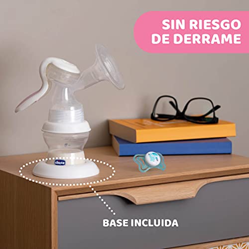 Chicco Sacaleches Manual Cómodo y Fácil de Usar con Forma Ergonómica, Tetina Inclinada y Tapa Hermética, Convertible en Biberón – Extractor de Leche con Biberón 150 ml incluido