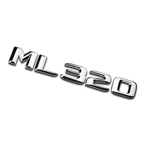 Chrome Shiny Silver" ML 320 "Coche tronco letras traseras Palabra insignia emblema letra calcomanía para Mercedes Benz ML Clase ML320 (ML 320, plateado)