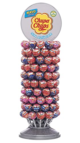 Chupa Chups Flower Bouquet, Caramelo con Palo Original de Sabores Variados, 19 x 12 g + Chupa Chups Sin Azúcar, Caramelo con Palo de Sabores Variados, Rueda de 120 unidades de 11 gr