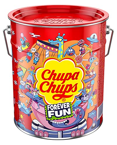 Chupa Chups Flower Bouquet, Caramelo con Palo Original de Sabores Variados, 19 x 12g + Chupa Chups Lata, Caramelo con Palo Original de Sabores Variados, 150 x 12g