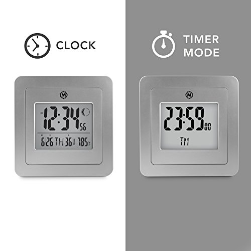 CL030049 - Reloj digital de pared, con fecha, día, número de semana, temperatura, alarma y fase lunar, blanco Pilas incluidas.