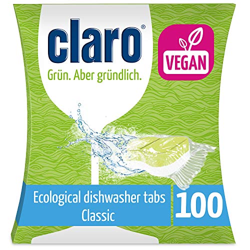 Claro Classic Pastillas Lavavajillas - 100 Capsulas - Biodegradables, sin Plastico y Fosfatos